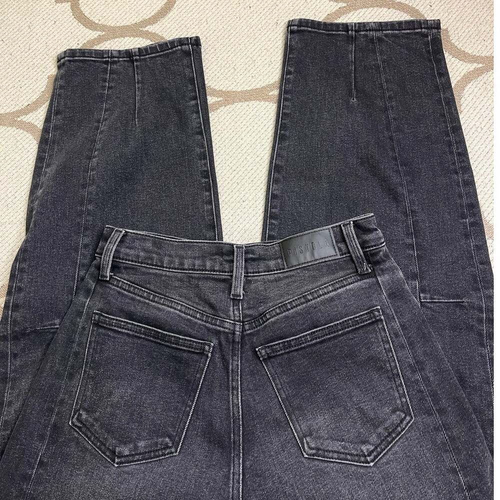 PISTOLA Eli High Rise Arched Leg Jeans Washed Black Size 25 Barrel leg - Picture 3 of 15